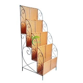 Kệ Tầng Đựng Báo Tạp Chí Bằng Nhựa Mây Đan Khung Sắt Cao Cấp Nhiều Tầng - Kệ Đựng Báo Chí Sách Vở