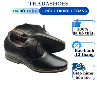 Giày công sở tăng chiều cao nam da bò cao cấp THÀNH ĐẠT màu đen cs3456