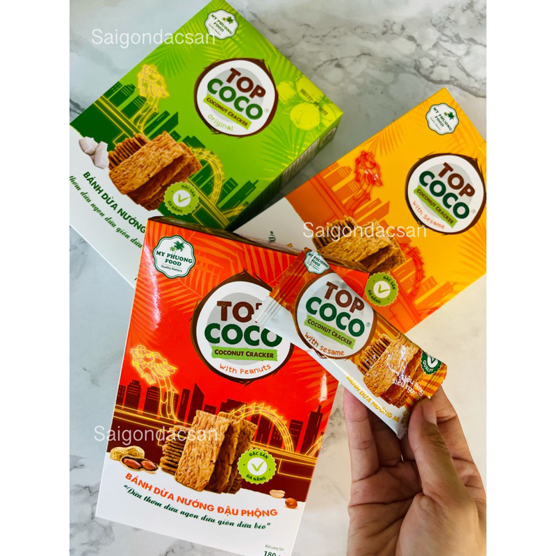 Bánh dừa nướng Top Coco Chính hãng hàng xuất khẩu Hộp 230Gam  Sài Gòn Đặc Sản