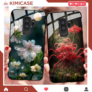 Ốp Samsung Galaxy S9 , S9+ , J6 , J6+ , J8 lưng kính cường lực hoa lá ( VIDEO QUAY THẬT ).