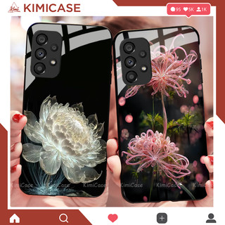 Ốp Samsung A13, A23, A33 5G , A53 5G, A73 5G lưng kính cường lực hoa lá ( VIDEO QUAY THẬT )