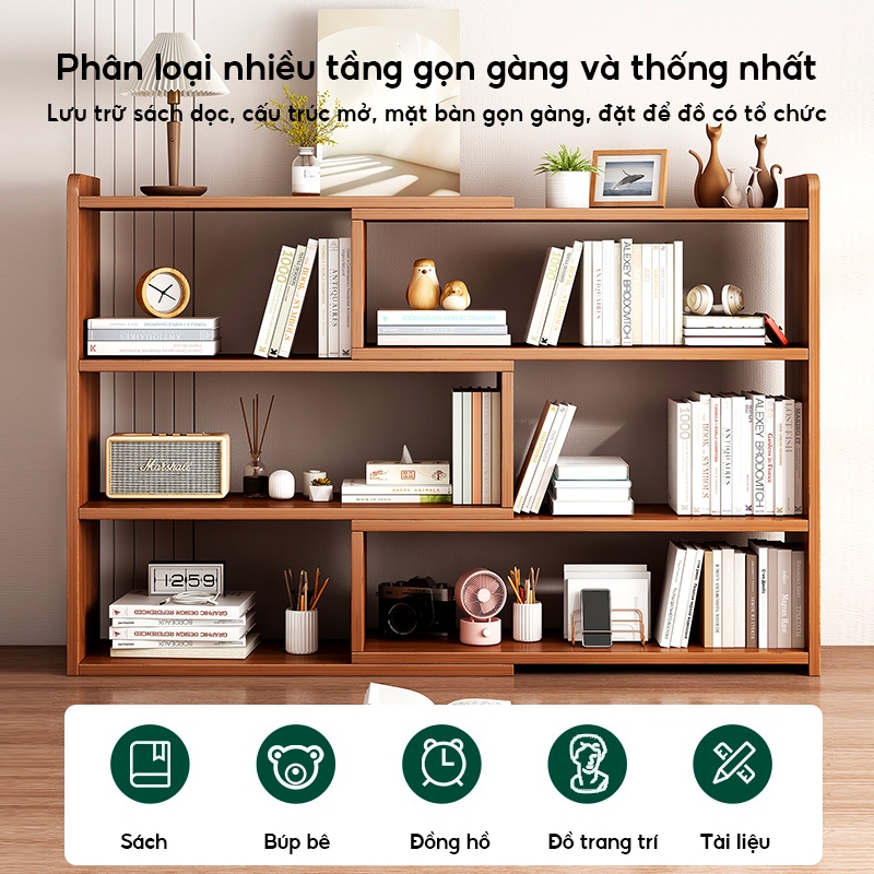 BMZAR Kệ Sách gỗ để bàn Tự do điều chỉnh dài ngắn tiện lợi dễ dàng sử dụng Để 3 màu | BigBuy360 - bigbuy360.vn