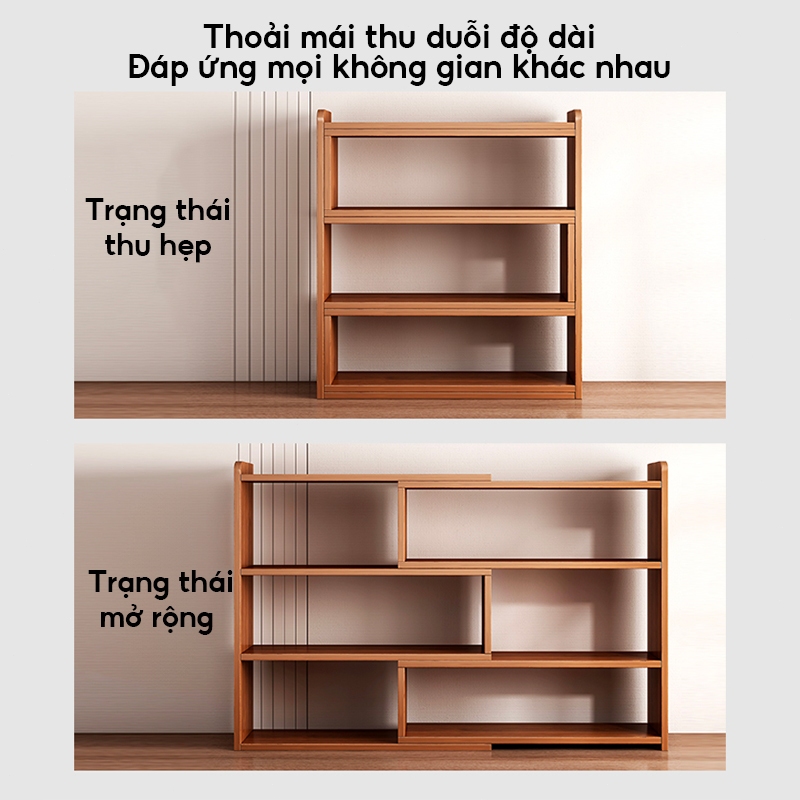 BMZAR Kệ Sách gỗ để bàn Tự do điều chỉnh dài ngắn tiện lợi dễ dàng sử dụng Để 3 màu | BigBuy360 - bigbuy360.vn