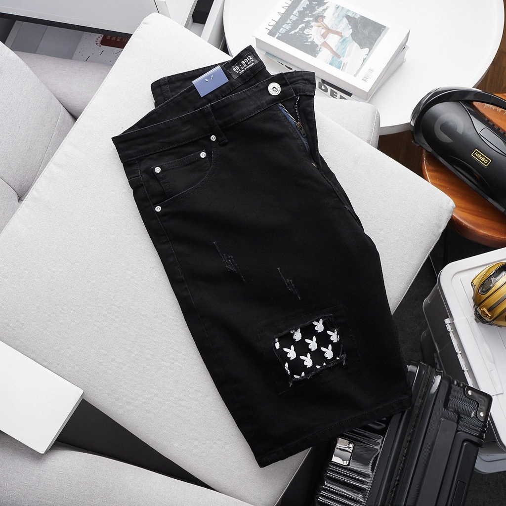 Quần short jean nam size lớn BB - Boiz Big Size họa tiết size 80kg - 130kg - Thỏ SJ0003