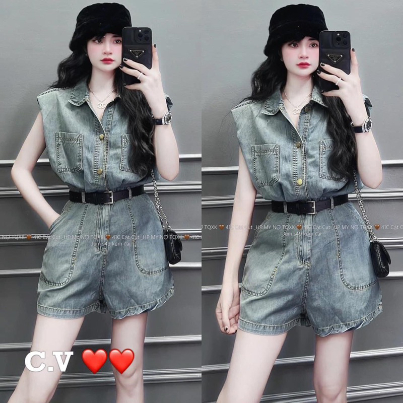 JUM JEAN SÁT NÁCH KÈM ĐAI CỔ BẺ