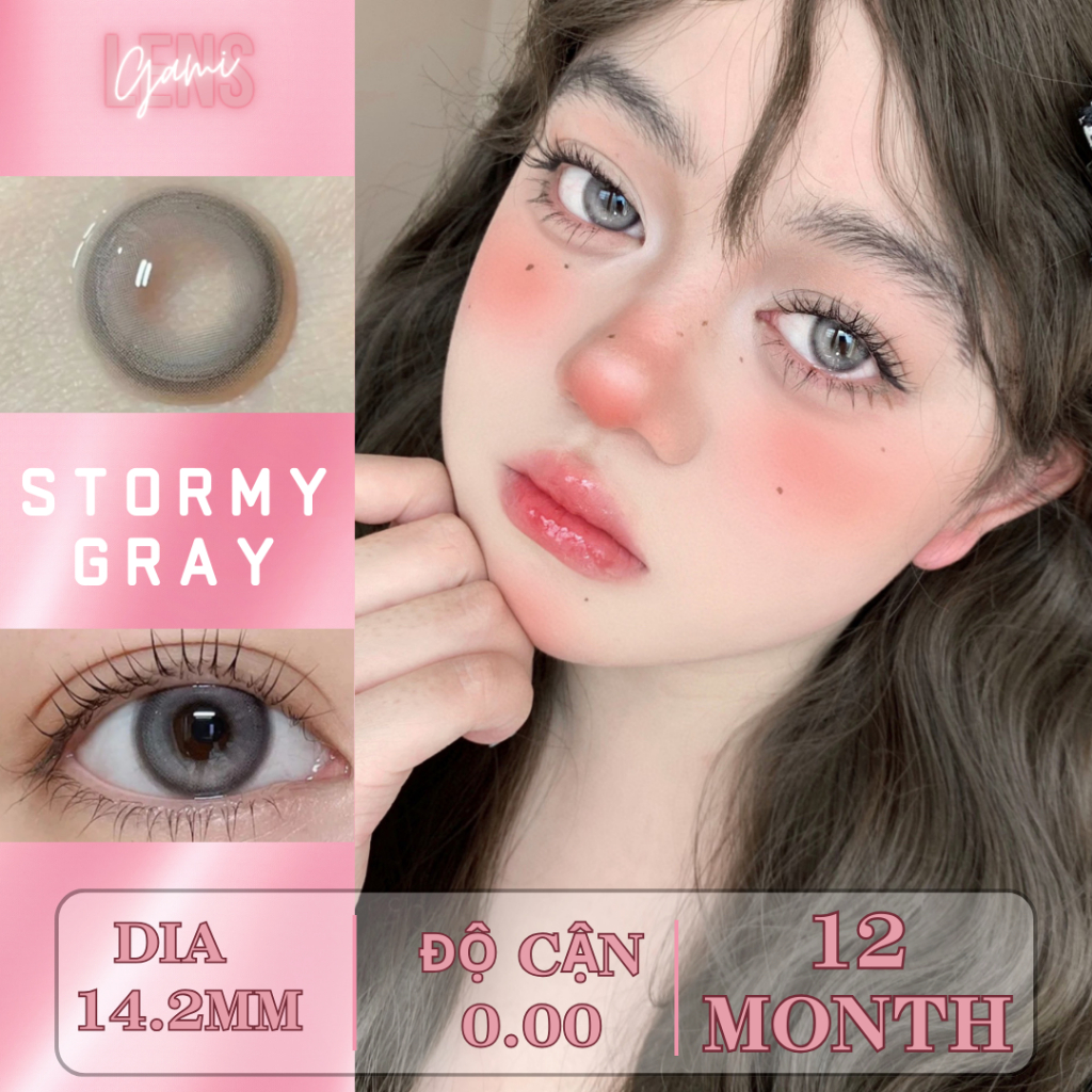 Kính áp tròng hot douyin 12 tháng STORMY GRAY 14.2MM gamilens