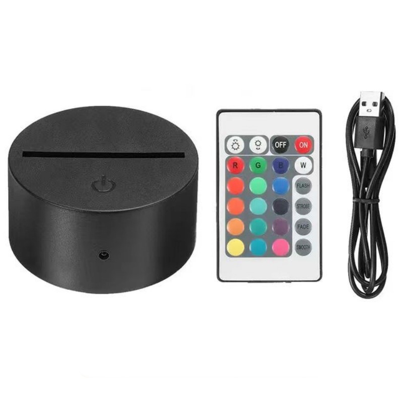 Đế đèn LED 3D nhựa - (Remote, 16 Màu Đèn) (Không kèm tấm mica)