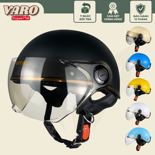 Mũ bảo hiểm nửa đầu VARO - 1/2 KÍNH VIỀN ĐỒNG - chống tia UV cao cấp