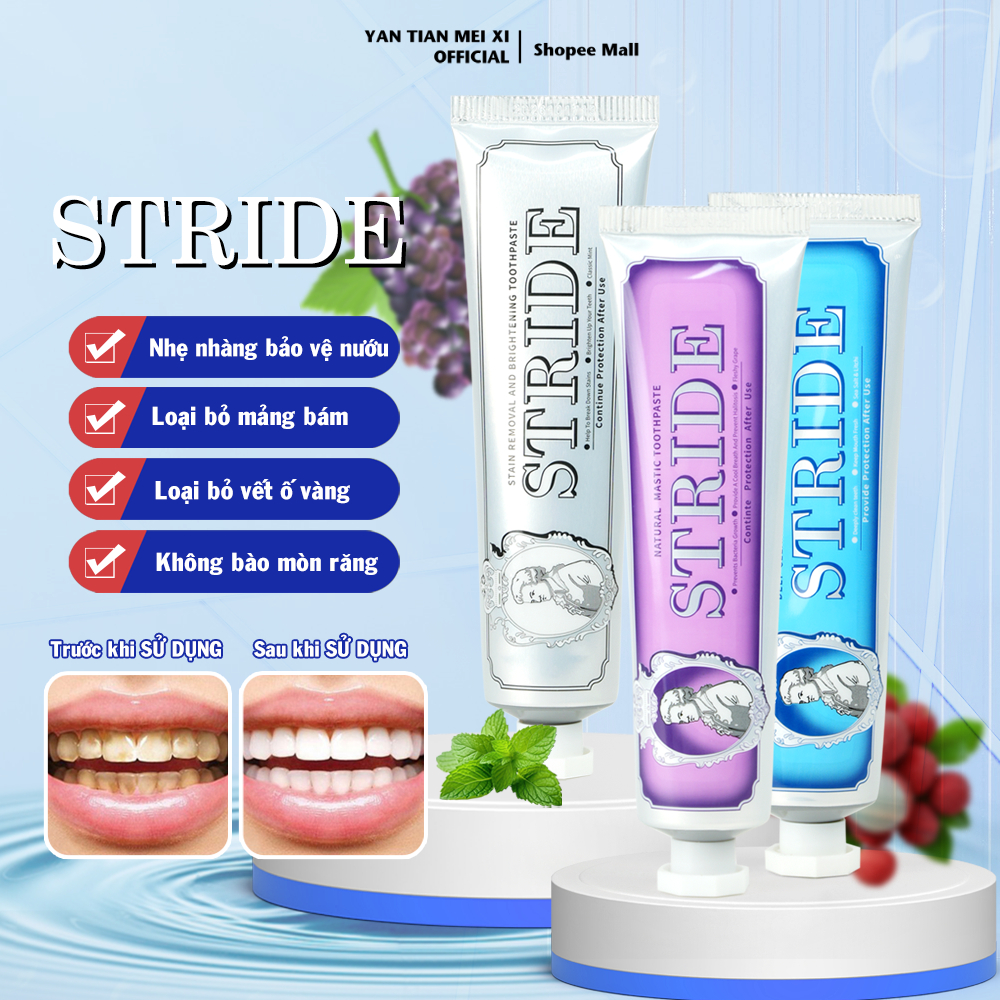 Kem Đánh Răng Thơm Mát STRIDE Loại Bỏ Mảng Bám Hương Sạch Răng Thơm Miệng Phục Hồi Độ Sáng YANTIANMEIXI