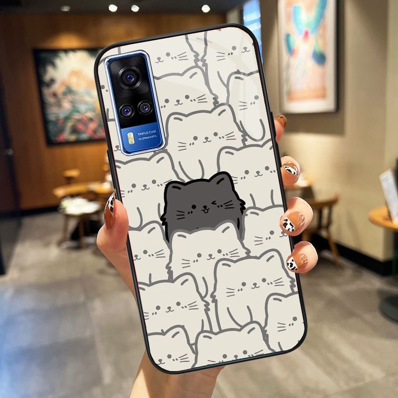 Ốp Lưng VIVO Y51 2020,Y53s ,Y72 5G Mặt kính hình thỏ ngộ nghĩnh, thiết kế độc quyền