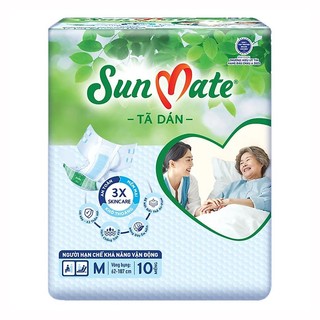 Tã dán người lớn sunmate size m10 - vòng bụng 62-107cm - bịch 10 miếng
