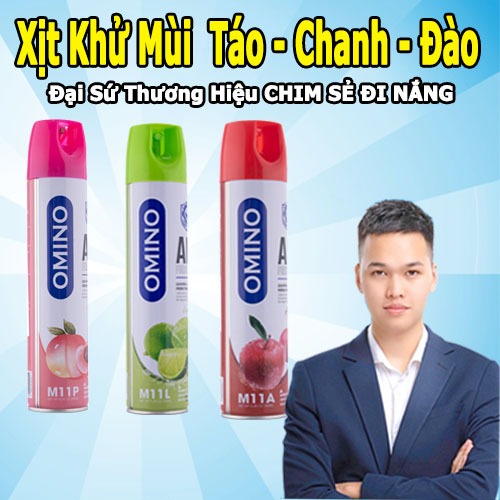 Xịt Thơm Khử Mùi Nội Thất Ô Tô OMINO Hương Chanh 330ml Chống Say Xe - Chính Hãng Omino