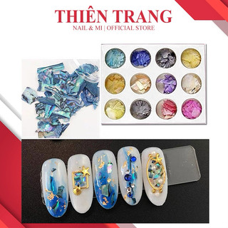 Set xà cừ - xà cừ làm nail vân đá 12 màu - phụ kiện ẩn gel trang trí móng nail