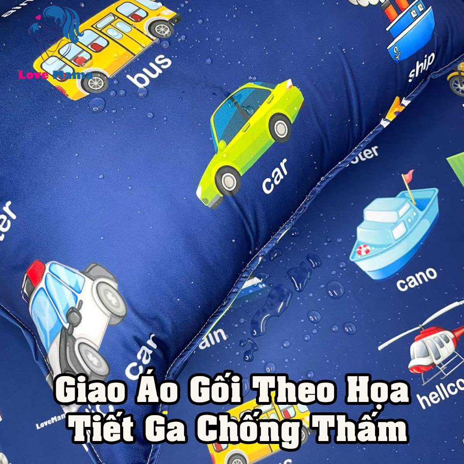 Áo gối chống thấm Cotton LoveMama họa tiết màu sắc theo ga chống thấm