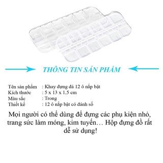 Khay đựng đá nail 12 ô nắp bật