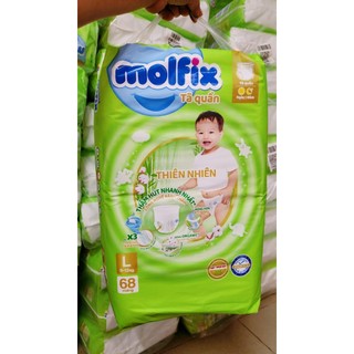Tã/Bỉm Quần Thiên Nhiên Molfix – Bỉm Quần Thấm Hút Sợi Tre Tự Nhiên Và Bông Organic (Size M76,L68,XL62, XXL56)