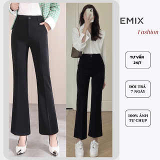 Quần công sở nữ ống loe EMIX cạp cao vải tuyết mưa mềm mịn Q2022/P0/K18