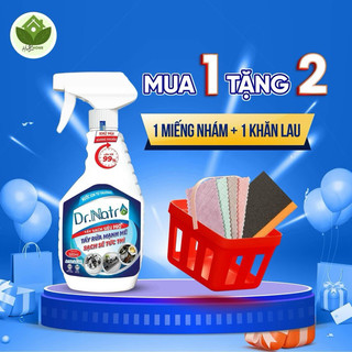 DR.NATRO -Nước siêu tẩy rửa đa năng tẩy sạch vết bẩn trên mọi bề mặt + tặng kèm 1 miếng xốp chà nhám và 1 khăn lau bếp