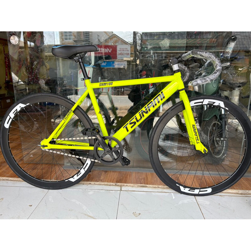 XE ĐẠP FIXED GEAR TSUNAMI NEW 100%, ĐÙM NHÔM SÊN HẠT ĐẬU.