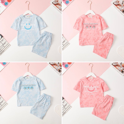 Bộ quần áo cotton LITIBABY ngắn tay vải loang cho bé 13kg - 40kg