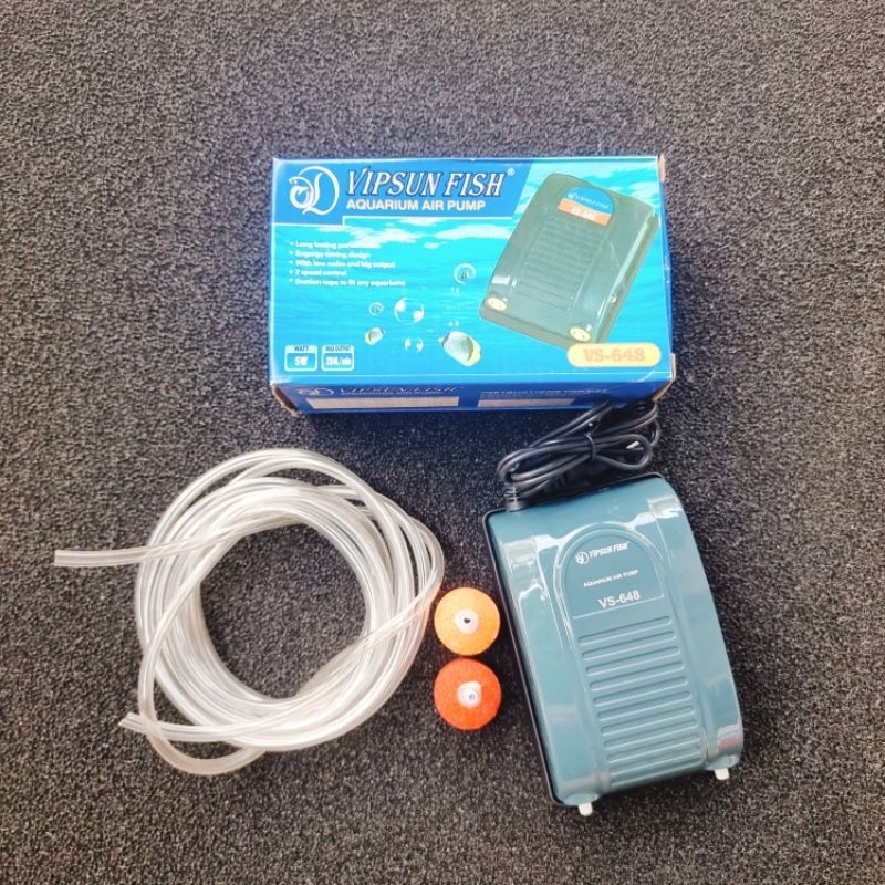 Máy Sục Sủi Thổi Khí Oxy Vipsun 5w VS 648 TẶNG KÈM DÂY + QUẢ SỦI - Máy Sủi Oxy VS-648 2 Vòi Cho Hồ Cá Hồ Thủy Sinh