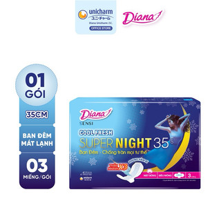 Băng Vệ Sinh Ban Đêm Diana Sensi Cool Fresh Gói 3 Miếng x 35cm Cánh