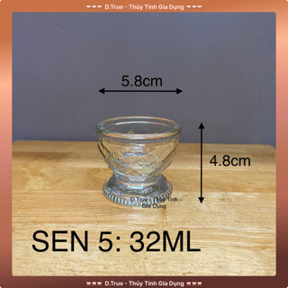 [Ly Đèn Cầy / Ly Đựng Nến] Hộp 12 Ly Sen 5 Thủy Tinh 32ML