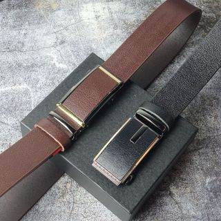 [Da thật] Thắt lưng công sở da bò miếng khóa lăn BL102LEA (35mm) (Đen/nâu) - 100% da bò thật, BH 3 năm