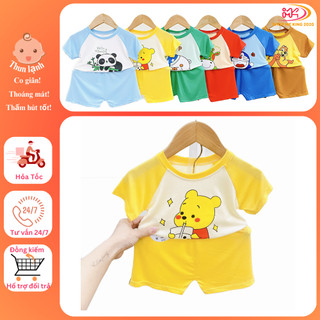 MK495 (6-16KG) Bộ áo cộc tay quần cộc phối màu in hình chất thun lạnh mỏng mềm, mát cho bé dưới 3 tuổi