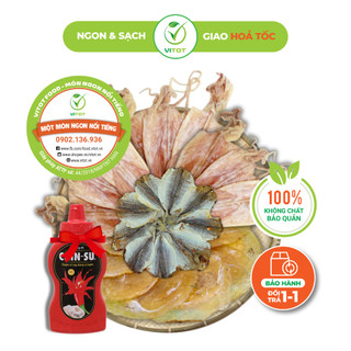 Combo đồ khô vitot mực khô, cá chỉ vàng, cá bò, cá mối hàng chuẩn loại 1 siêu ngon tặng kèm tương ớt
