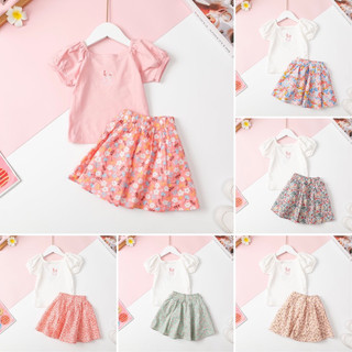 Bộ áo thêu thỏ chân váy hoa LITIBABY Mã BTT01