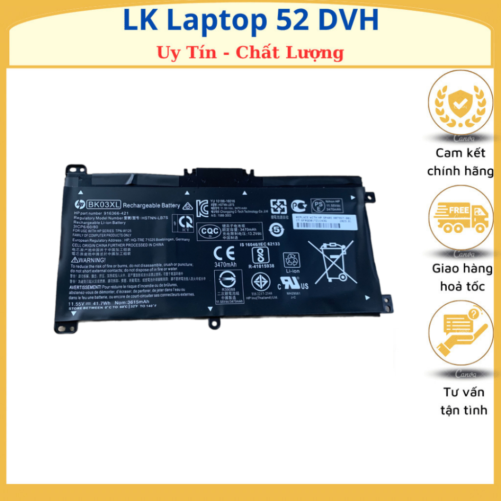 Pin laptop HP Pavilion X360 14-BA Pavilion X360 14-ba000, BK03XL