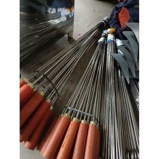 Sỉ 50 cây nướng thịt inox chuôi gỗ dài 60cm