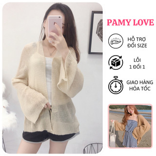 Áo cadigan mỏng chất len dệt kim nhẹ nhàng, Áo khoác cardigan mỏng PAMY LOVE khoác ngoài phong cách Hàn Quốc