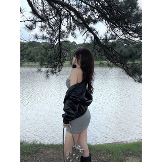 Váy body xám form ngắn basic dễ phối