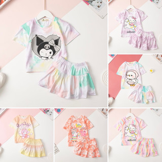 Bộ cotton thun bé gái LITIBABY chân váy vải loang size cho bé 13kg - 30kg