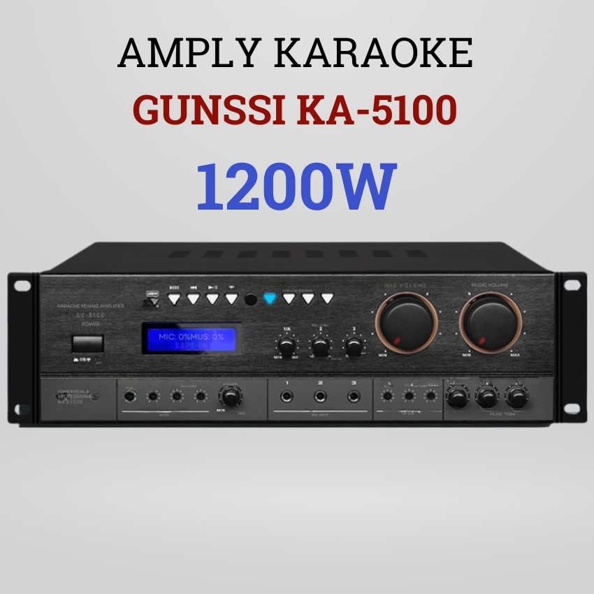 Amply đẩy liền vang công suất lớn Gunssi KA 5100 âm ly karaoke bluetooth công suất lớn, hát karaoke nghe nhạc chất
