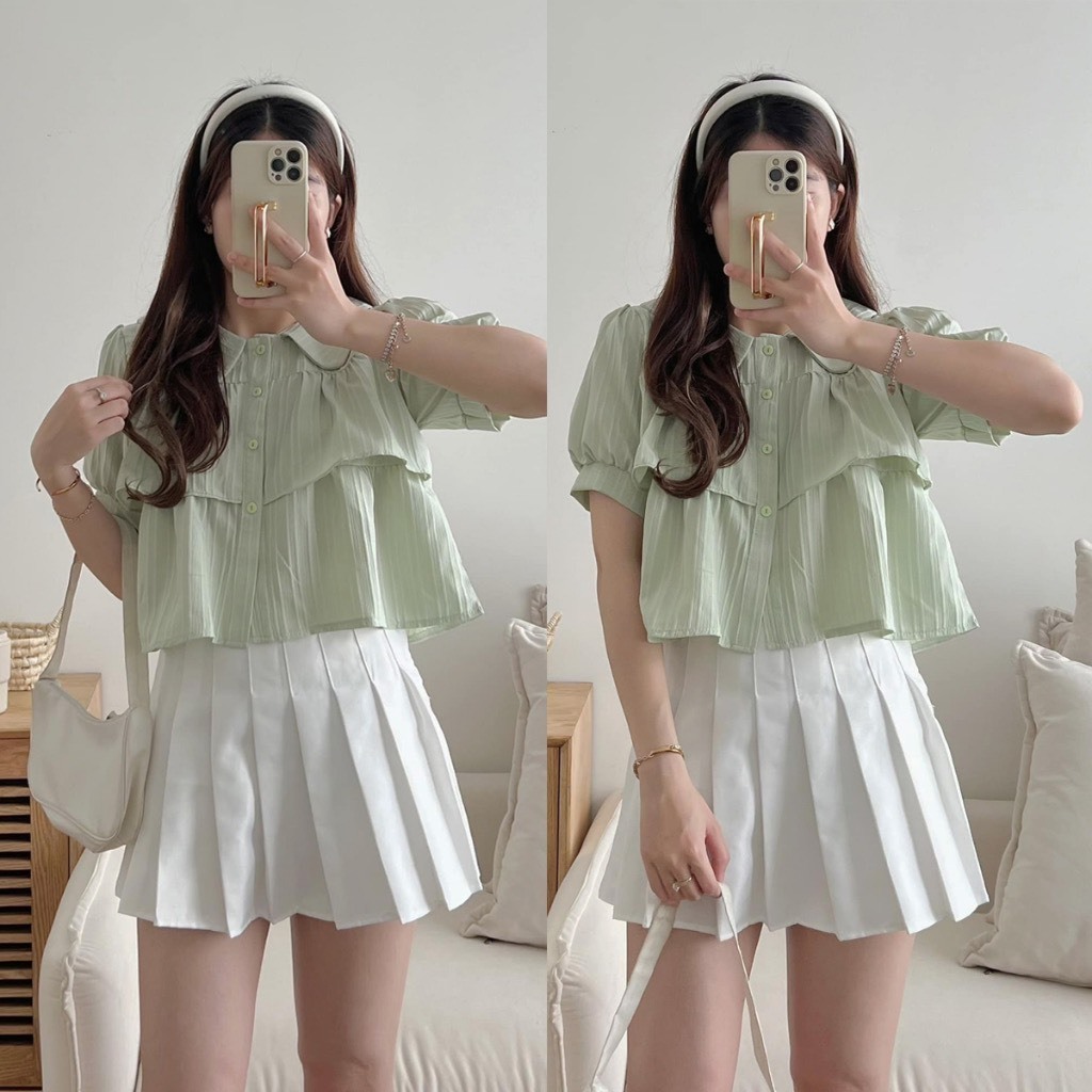 Áo sơ mi nữ chất đũi dáng croptop Mailyly Store | BigBuy360 - bigbuy360.vn