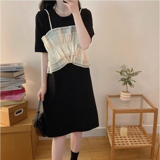 🌸Hàng Order🌸Váy Đầm Bigsize Phối Voan Bèo Tầng Xếp Ly Cách Điệu Dáng Xoè TRr Trung Nữ Tính🌸Hàng Quảng Châu