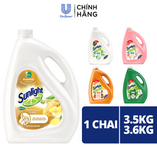 Nước Rửa Chén Bát Sunlight 100% Gốc Thực vật Lô Hội/Gừng/Trà Xanh/ Quế & Bồ hòn/Mềm dịu| Chai 3.6KG, 3.5kg
