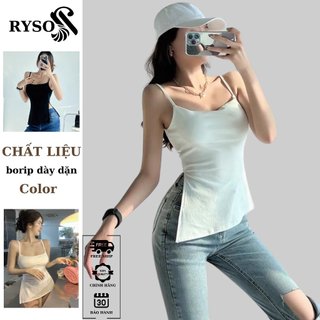 Áo hai dây vạt xẻ có mút ngực chất thun gân dày dặn vạt xéo ôm body ryso fashion
