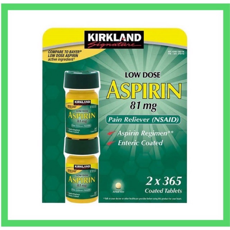 viên uống Kirkland aspirin81 mg vi 2 chai date 2026