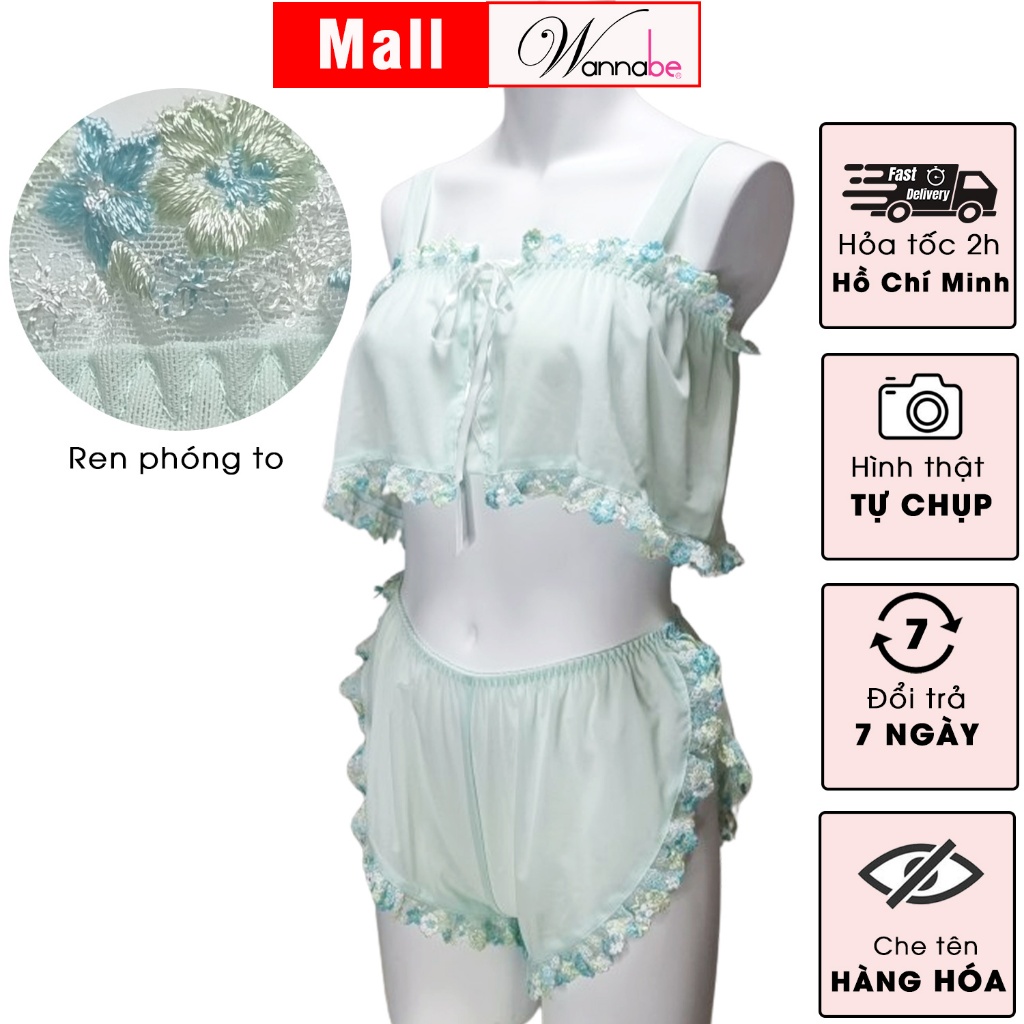 Đồ bộ mặc nhà sexy wannabe, bộ short bsc05 kiểu dáng nữ tính, quyến rũ