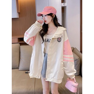 Áo khoác dù nữ có nón phối màu vải dù ép 3 lớp phối tà ngoài trẻ trung