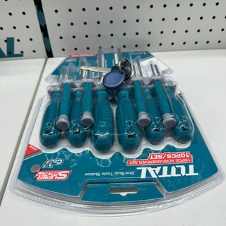 Bộ 10 tua vít dẹp, bake, sao và tua vít chuẩn total thtdc251001