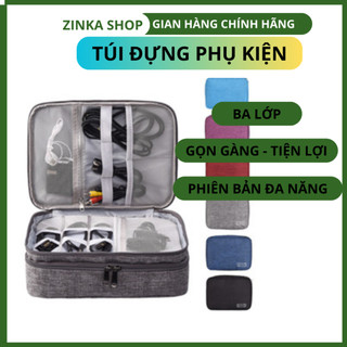 Túi phụ kiện công nghệ Điện Tử Đa Chức Năng Ba Lớp Mới Túi Kỹ Thuật Số Chống Thấm Nước Cation Polyester 28x21x9cm