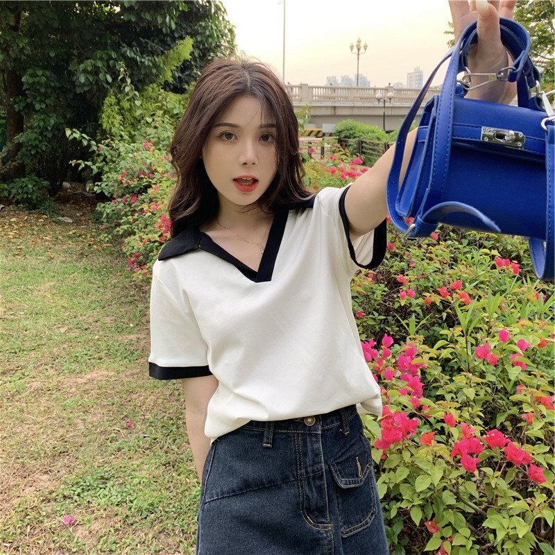 áo kiểu xinh tiểu thư thanh lịch,áo bigsize nữ áo kiểu polo E12