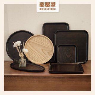 Khay gỗ đựng đồ ăn, decor trang trí đĩa gỗ thớt gỗ chụp ảnh decor kiểu Nhật - khodogohanoi