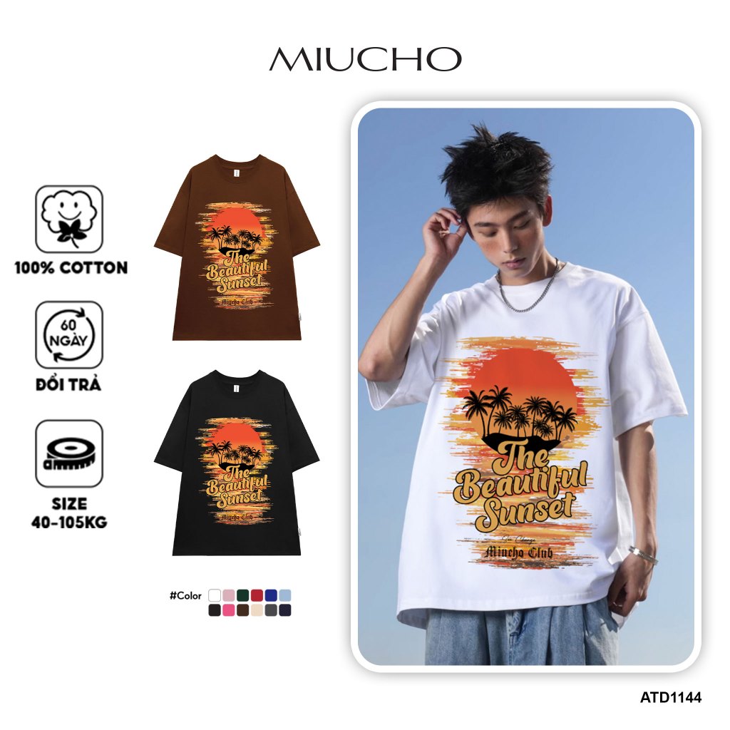 Áo thun nam local brand form rộng ATD1144 Miucho Man tay ngắn cổ tròn in mix BTS hè biển
