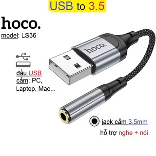 USB to 3.5 Hoco LS36 usb sound âm thanh cho PC/ Laptop/ Macbook